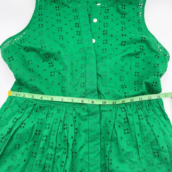 J. Crew Kelly Green Cotton Button Eyelet Sleeveless Midi Dress w/Pockets Medium - Picture 7 of 12